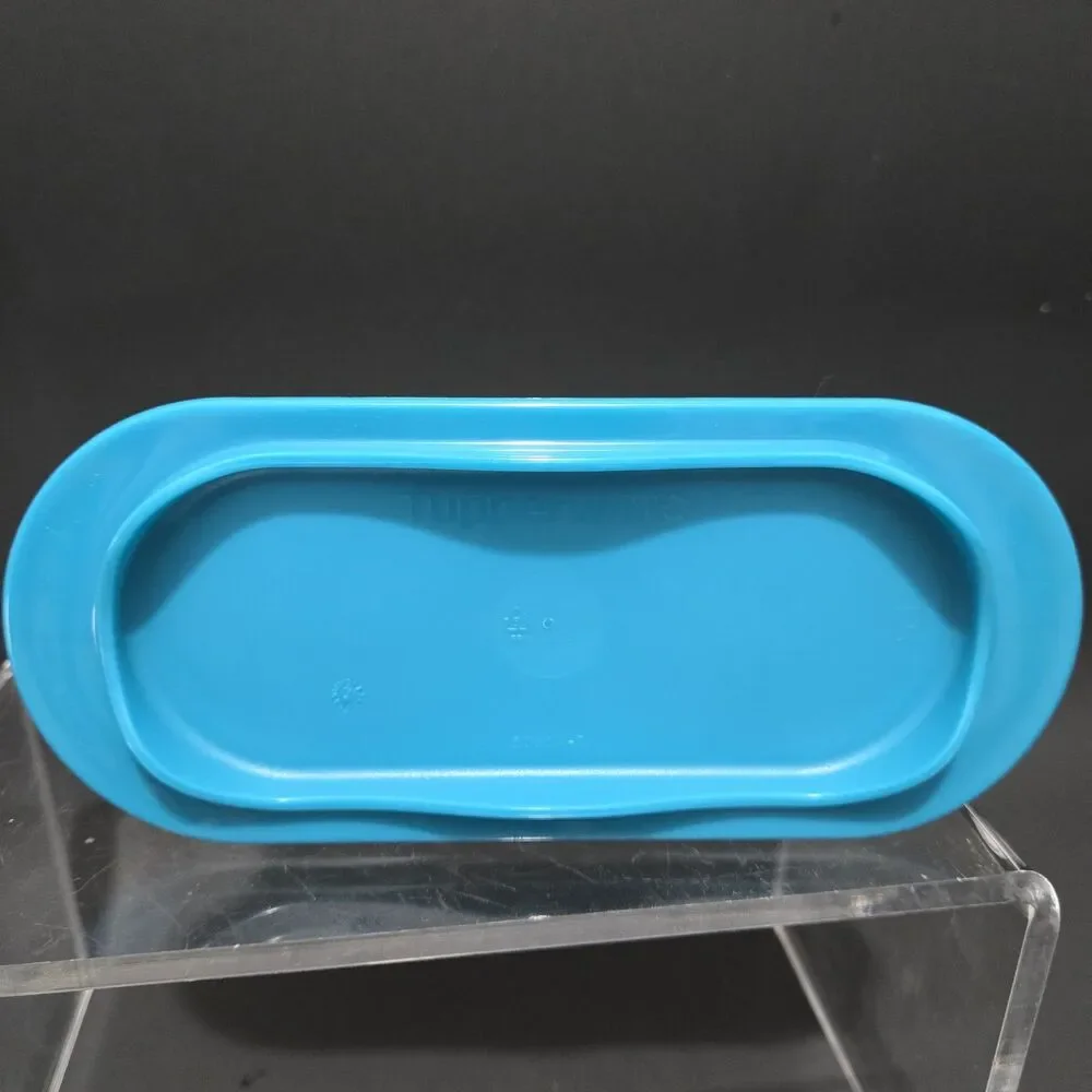Tupperware Impressions Small Butter Dish Aqua Base Hold 1 Stick Butter 7x3”